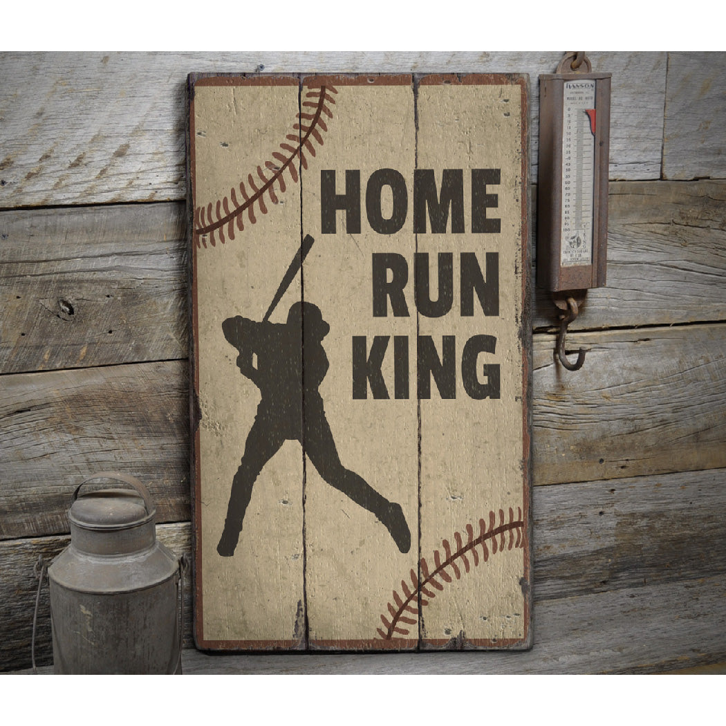 Home Run King Rustic Wood Sign