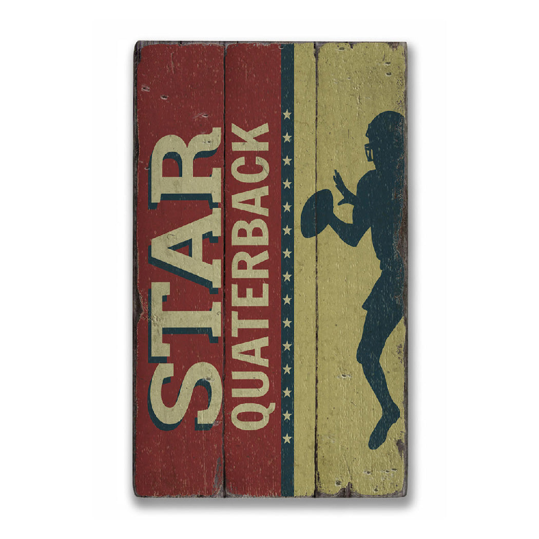 Quarterback Rustic Wood Sign