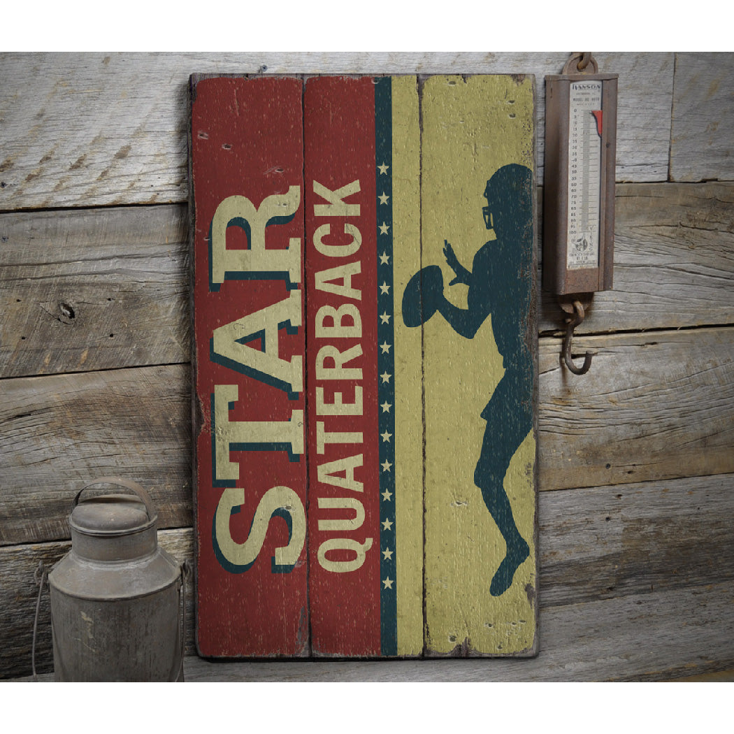 Quarterback Rustic Wood Sign