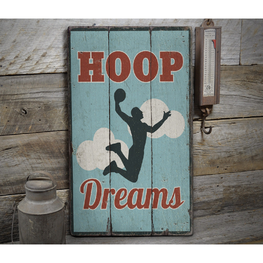 Hoop Dreams Rustic Wood Sign