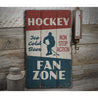 Hockey Fan Zone Rustic Wood Sign