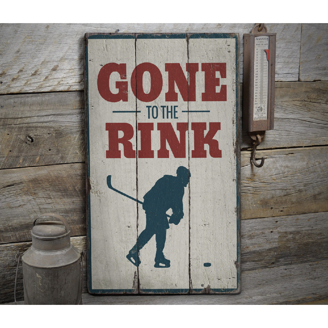 Gone to the Rink Rustic Wood Sign