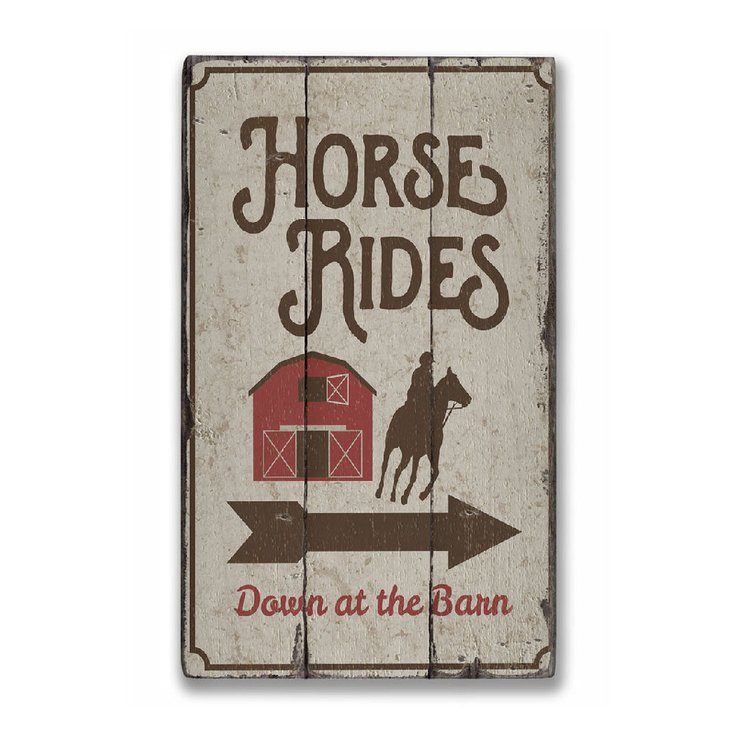 Horse Rides at the Barn Rustic Wood Sign