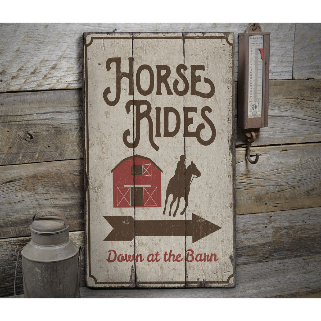 Horse Rides at the Barn Rustic Wood Sign