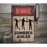 Beware Zombies Rustic Wood Sign