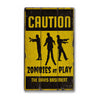 Caution Zombie Rustic Wood Sign