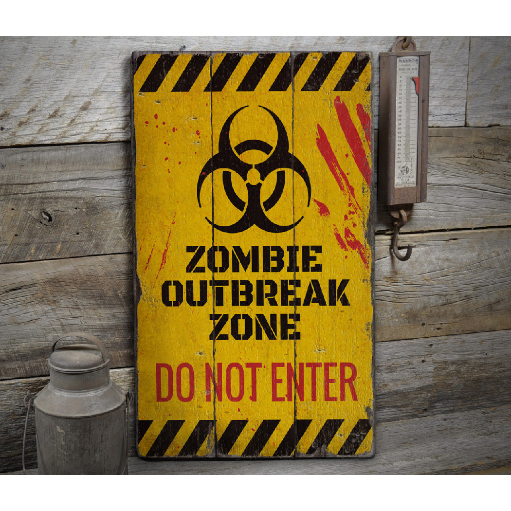 Zombie Do Not Enter Rustic Wood Sign