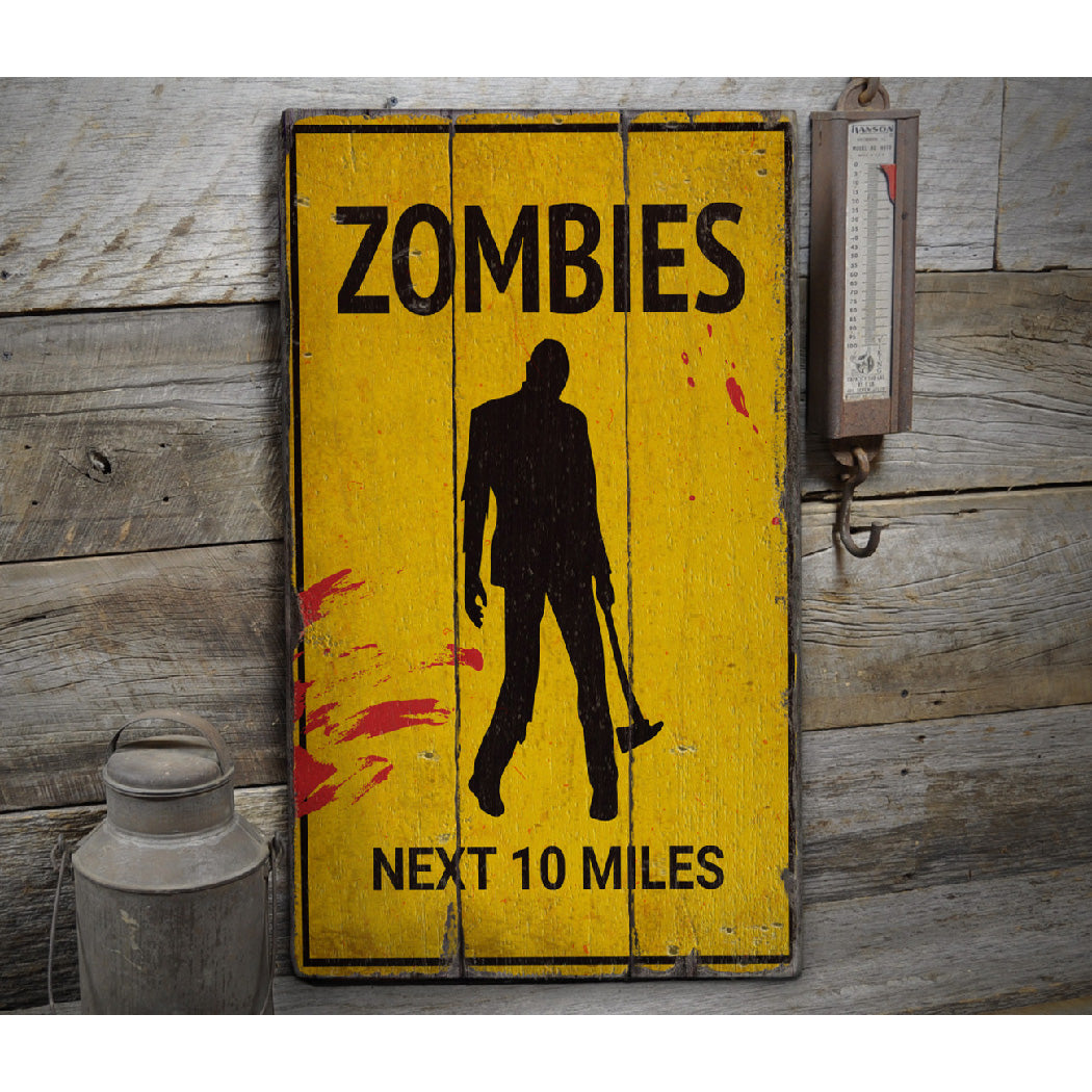 Zombies Rustic Wood Sign