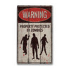 Zombie Warning Rustic Wood Sign