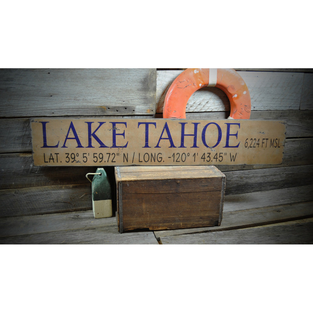 Lake Tahoe Rustic Wood Sign