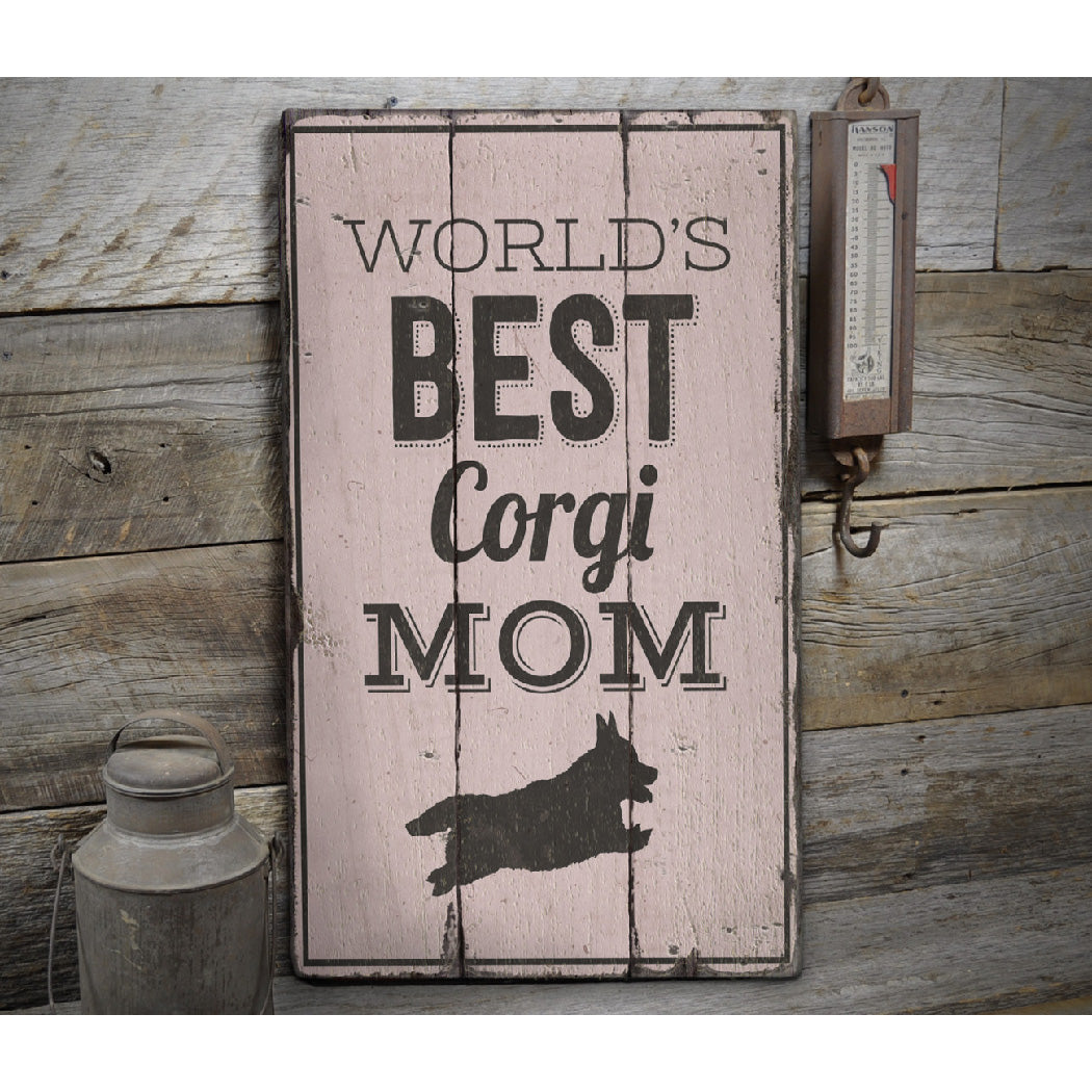 Corgi Rustic Wood Sign