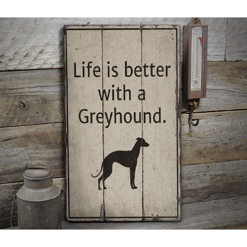 Greyhoud Rustic Wood Sign