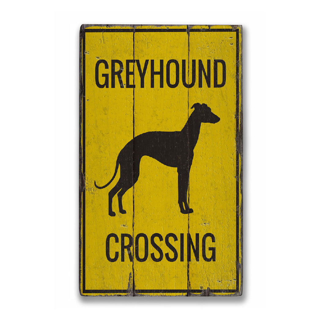 Greyhound Crossing Rustic Wood Sign