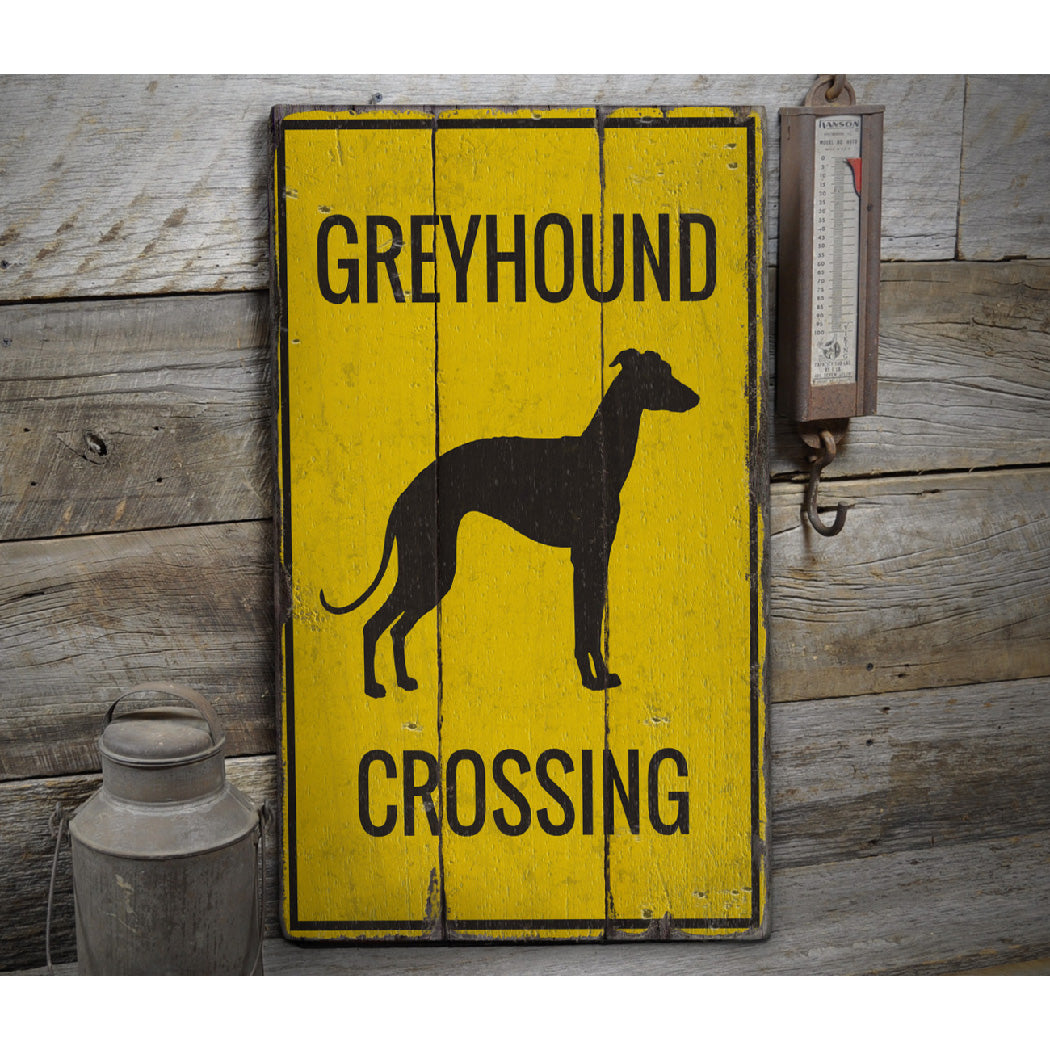 Greyhound Crossing Rustic Wood Sign