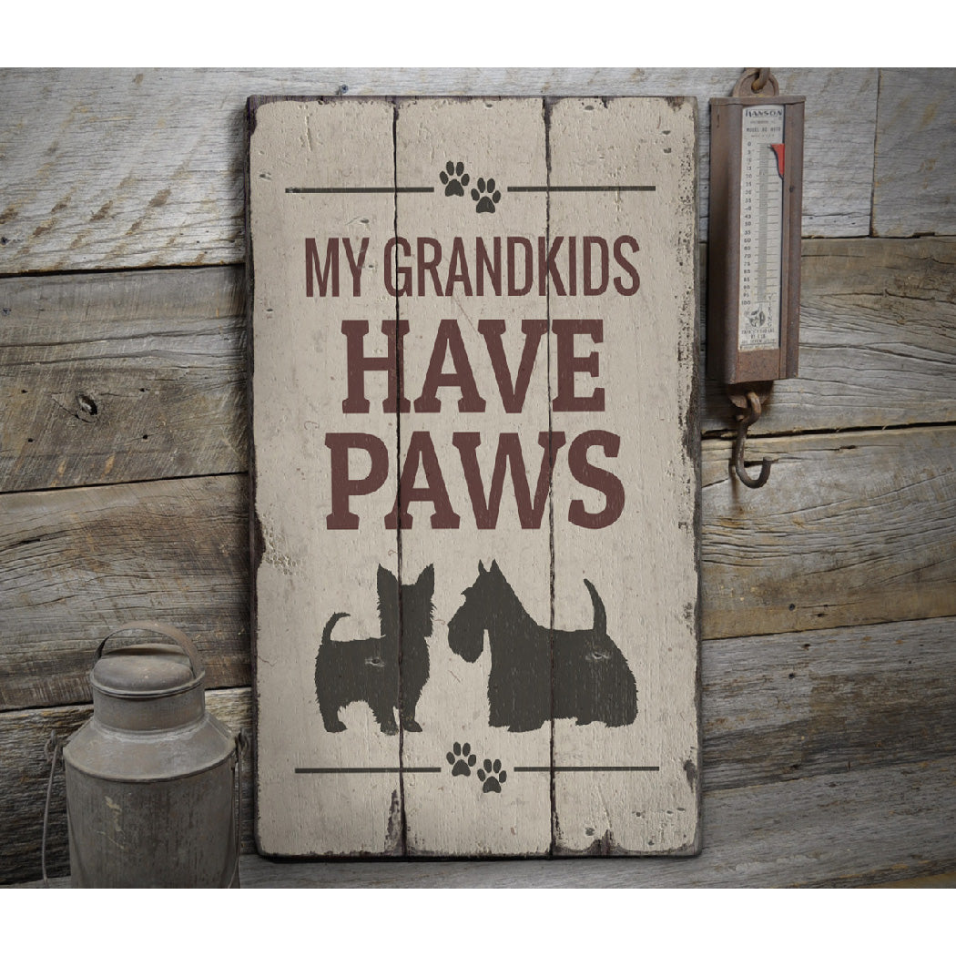 Dog Grandkids Rustic Wood Sign