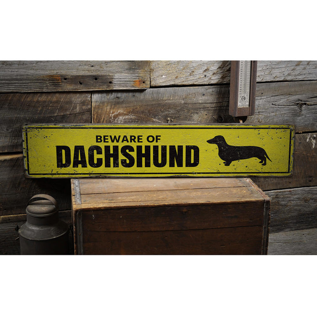 Dachshund Danger Rustic Wood Sign