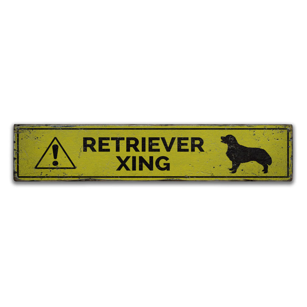 Retriever Crossing Rustic Wood Sign