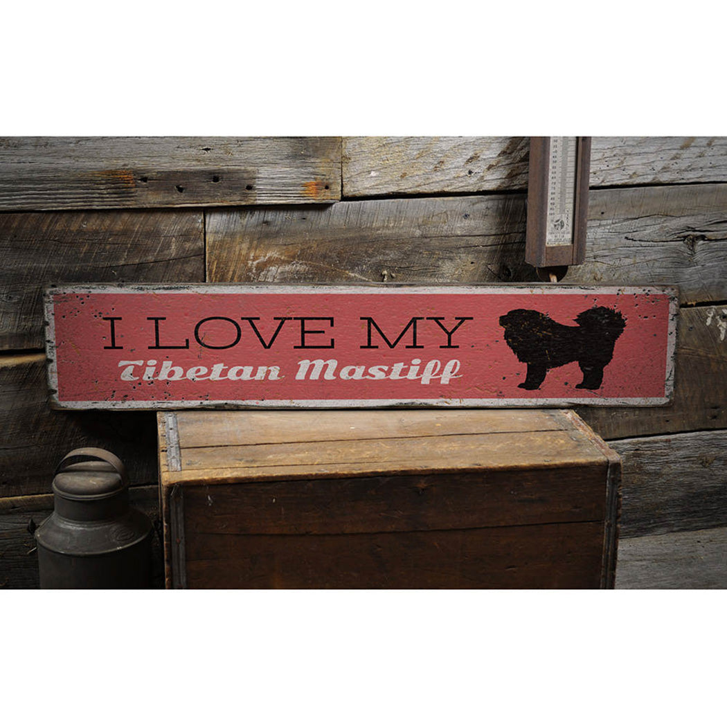 Tibetan Mastiff Lover Rustic Wood Sign