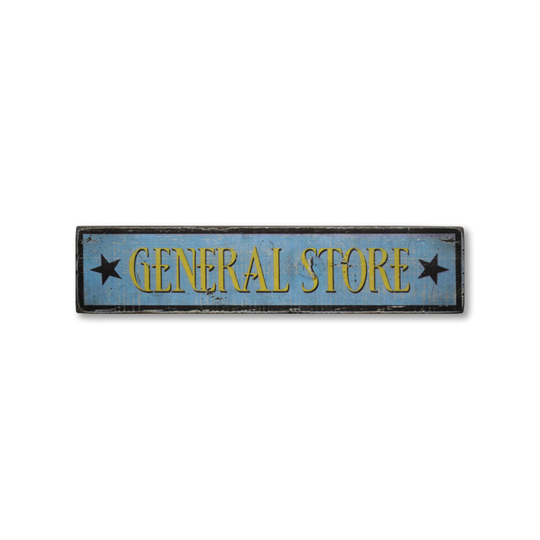 General Store w/ Stars Rustic Wood Sign