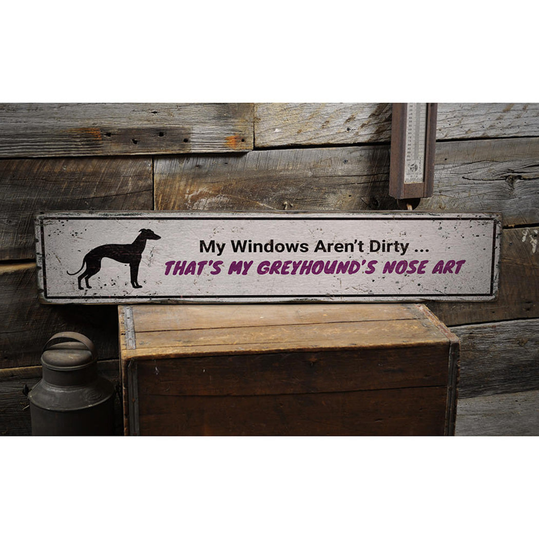 Greyhound Dog Rustic Wood Sign