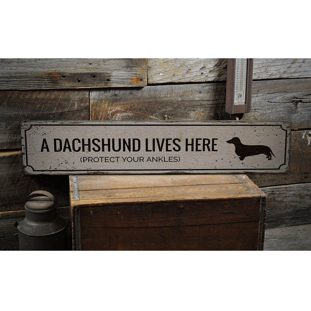 Funny Dachshund Rustic Wood Sign