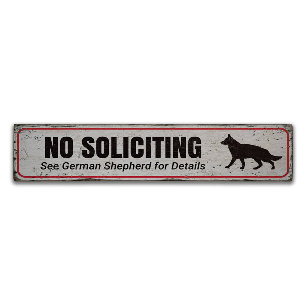 No Soliciting Dog Rustic Wood Sign