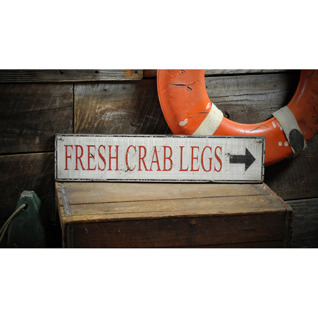 Fresh Crab Legs Directional Rustic Wood Sign