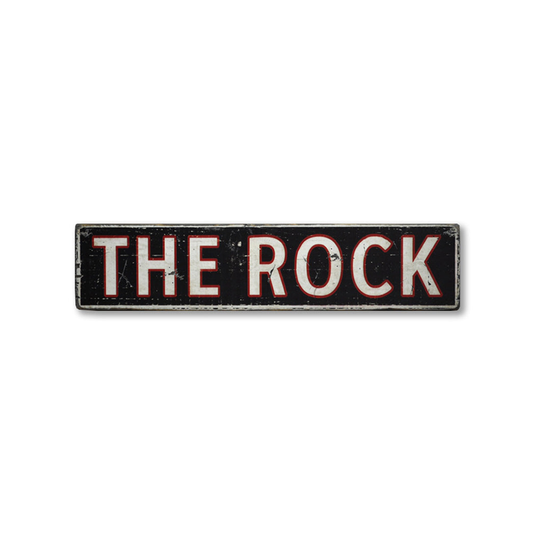 The Rock Rustic Wood Sign