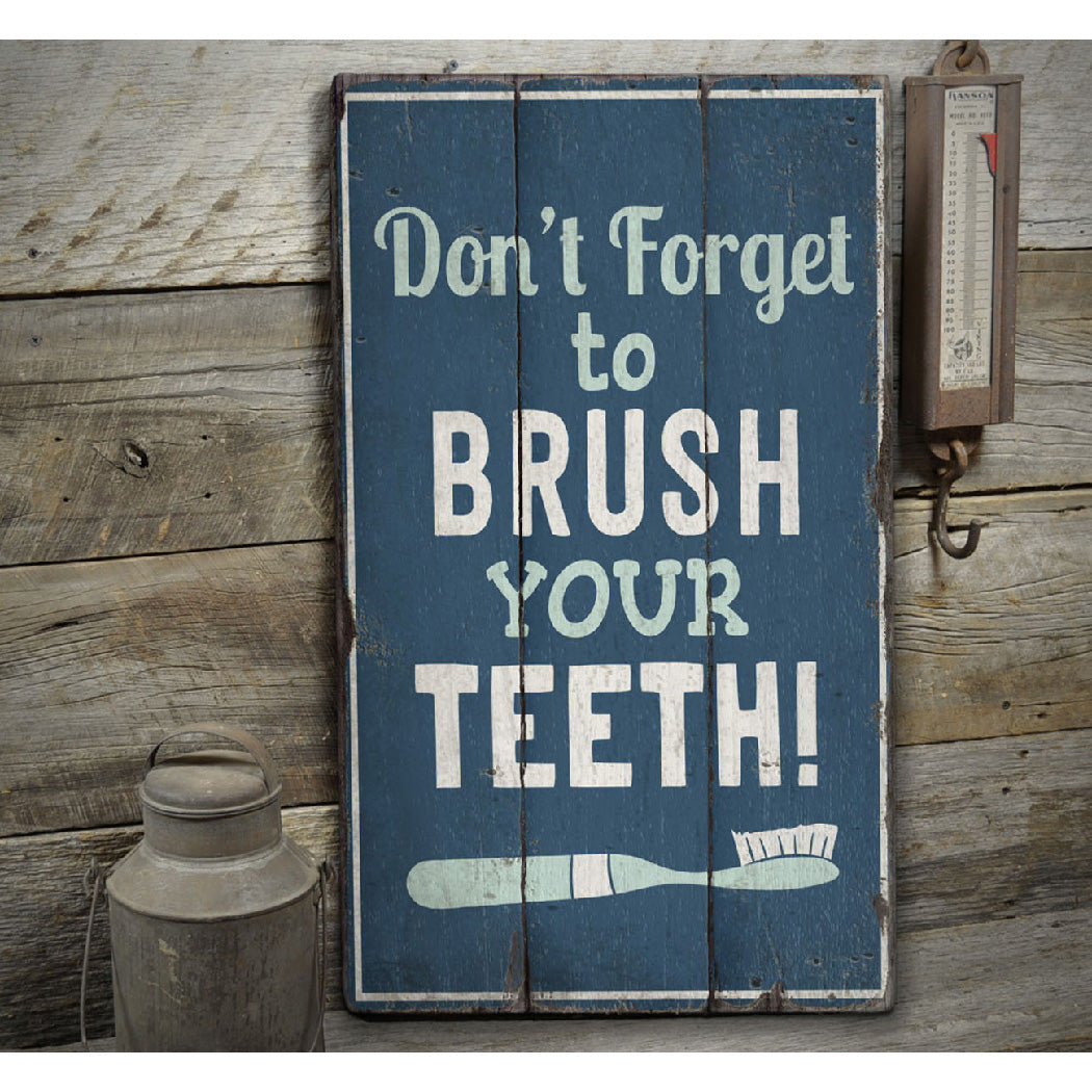 Teeth Brushing Rustic Wood Sign