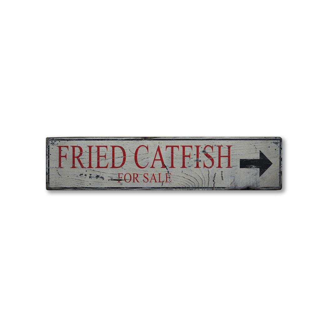 Fried Catfish For Sale Arrow Rustic Wood Sign