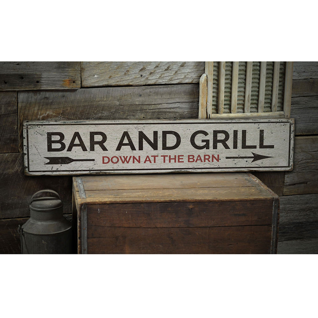 Bar and Grill Rustic Wood Sign