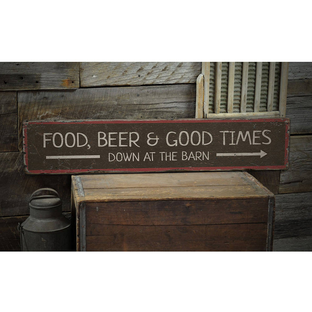 Food Down at the Barn Rustic Wood Sign