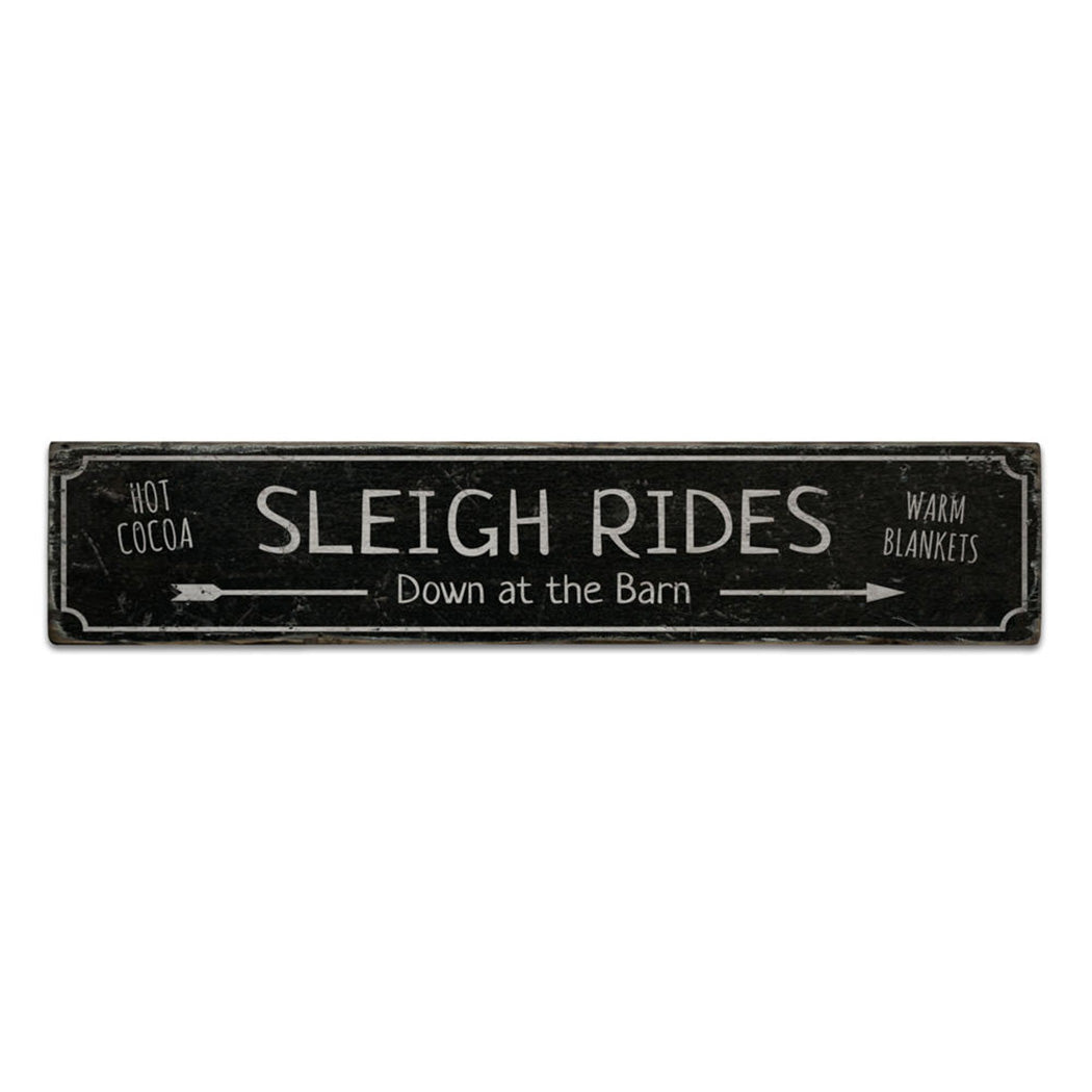 Sleigh Rides Rustic Wood Sign