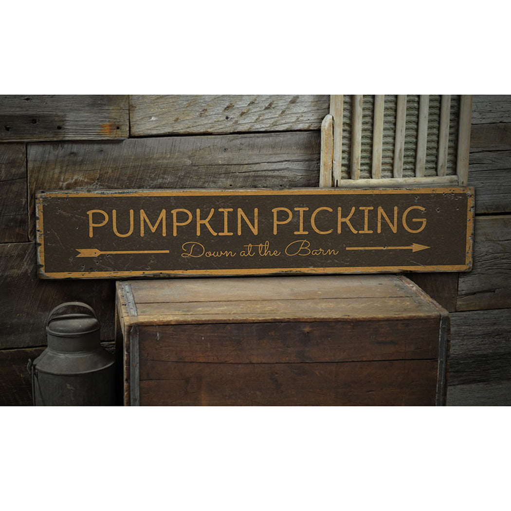 Pumpkin Picking Rustic Wood Sign