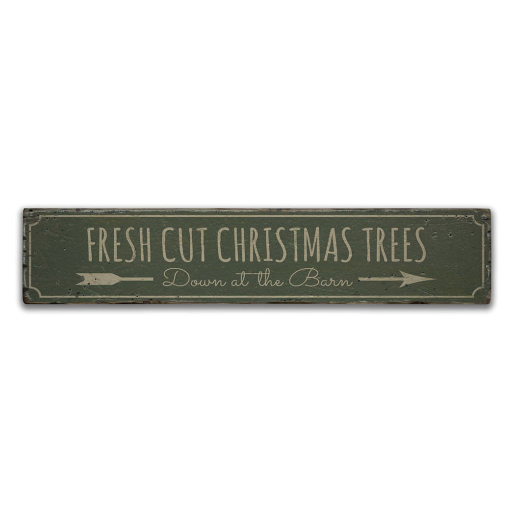 Fresh Cut Christmas Trees Barn Rustic Wood Sign