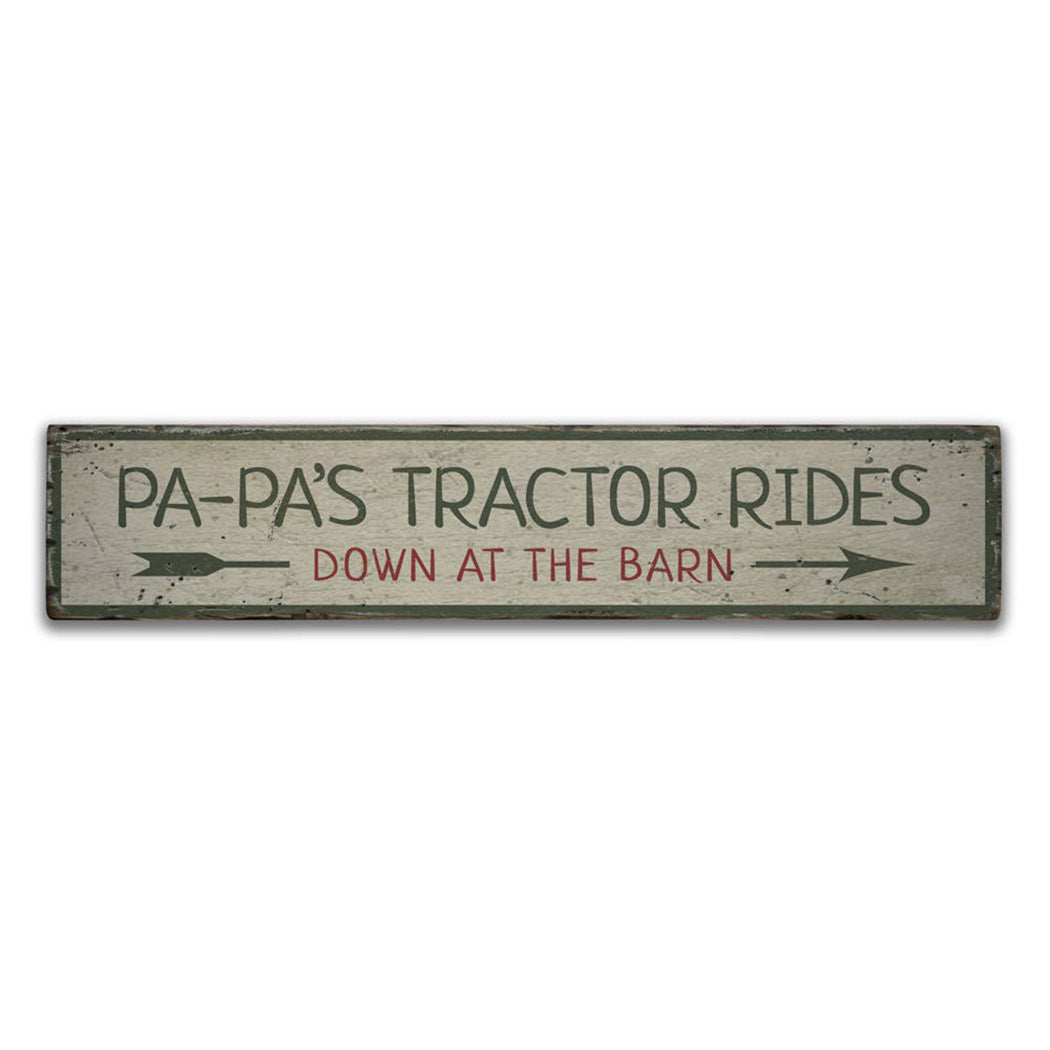 Tractor Rides Rustic Wood Sign