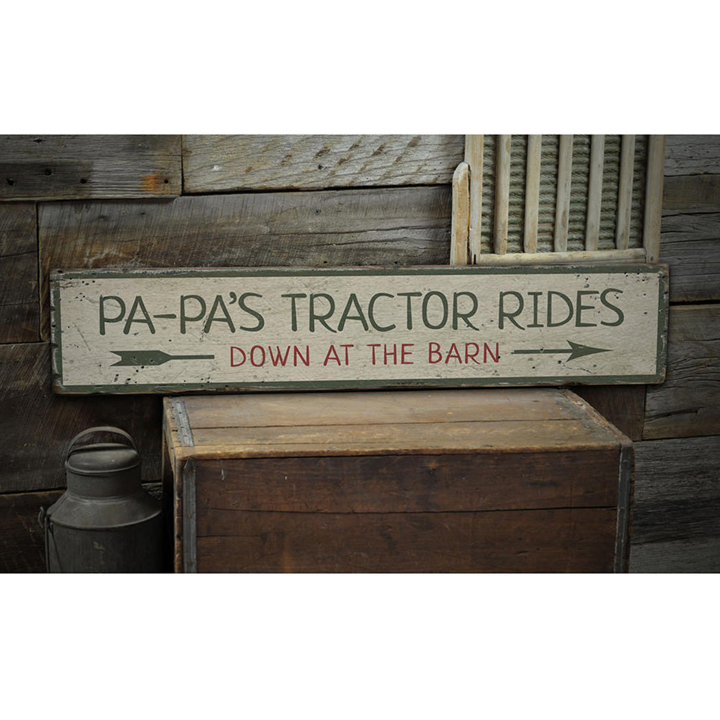 Tractor Rides Rustic Wood Sign