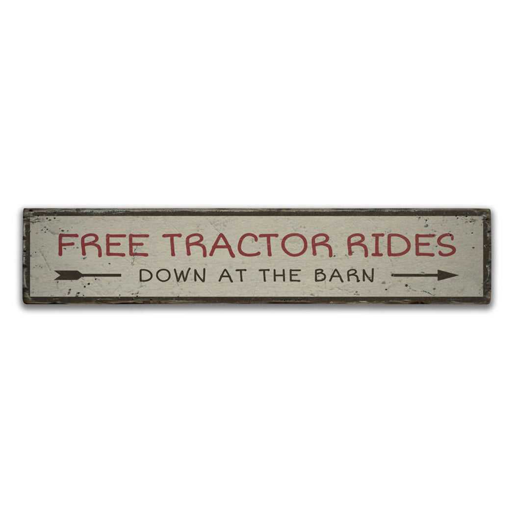 Free Tractor Rides Rustic Wood Sign