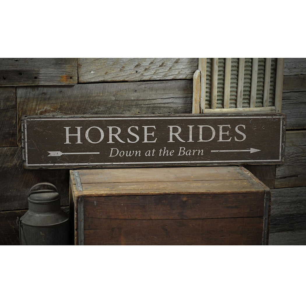 Horse Rides Rustic Wood Sign