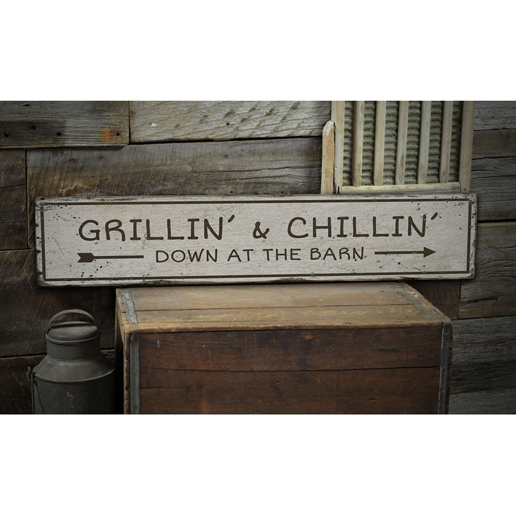 Grilling and Chillin Bar Rustic Wood Sign