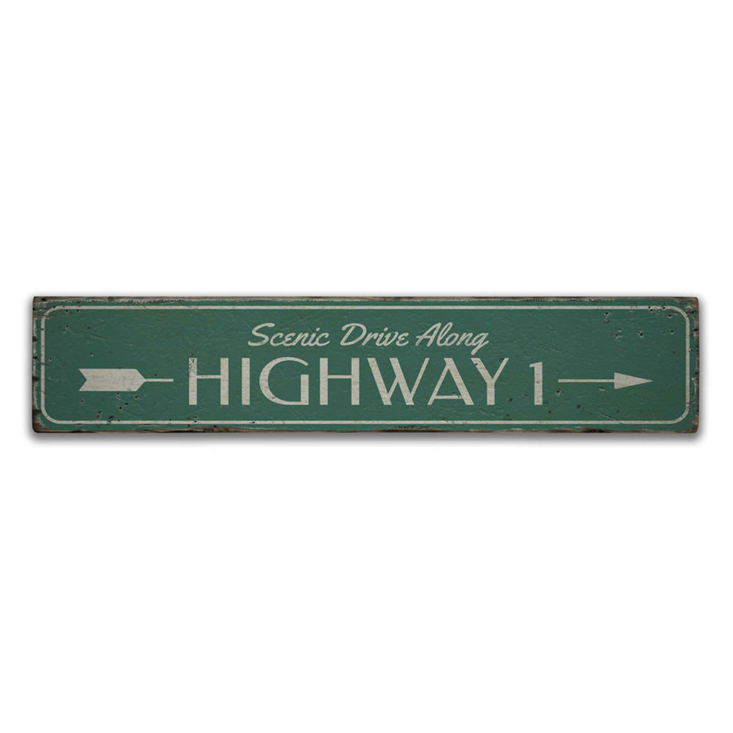 Highway Rustic Wood Sign