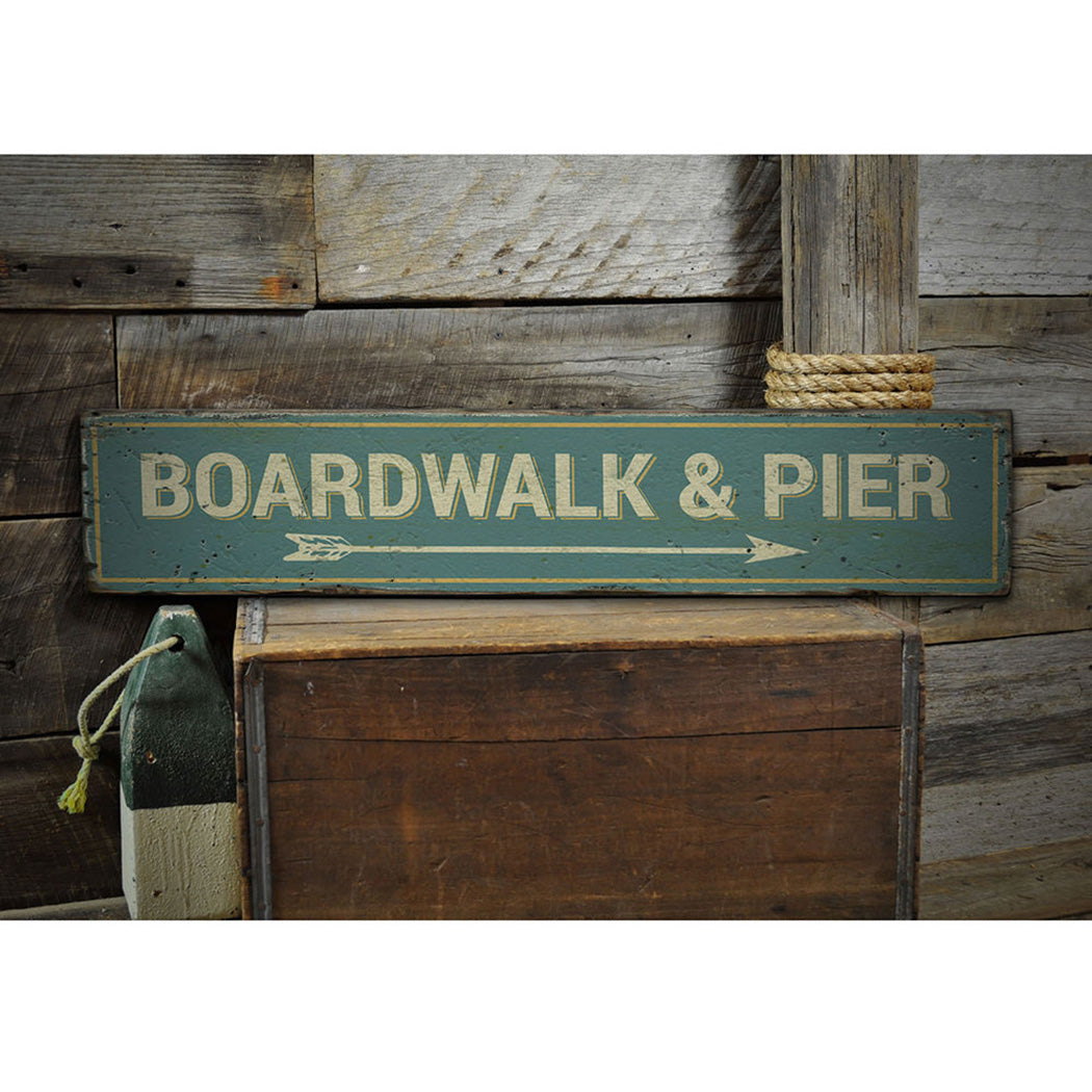 Boardwalk & Pier Rustic Wood Sign