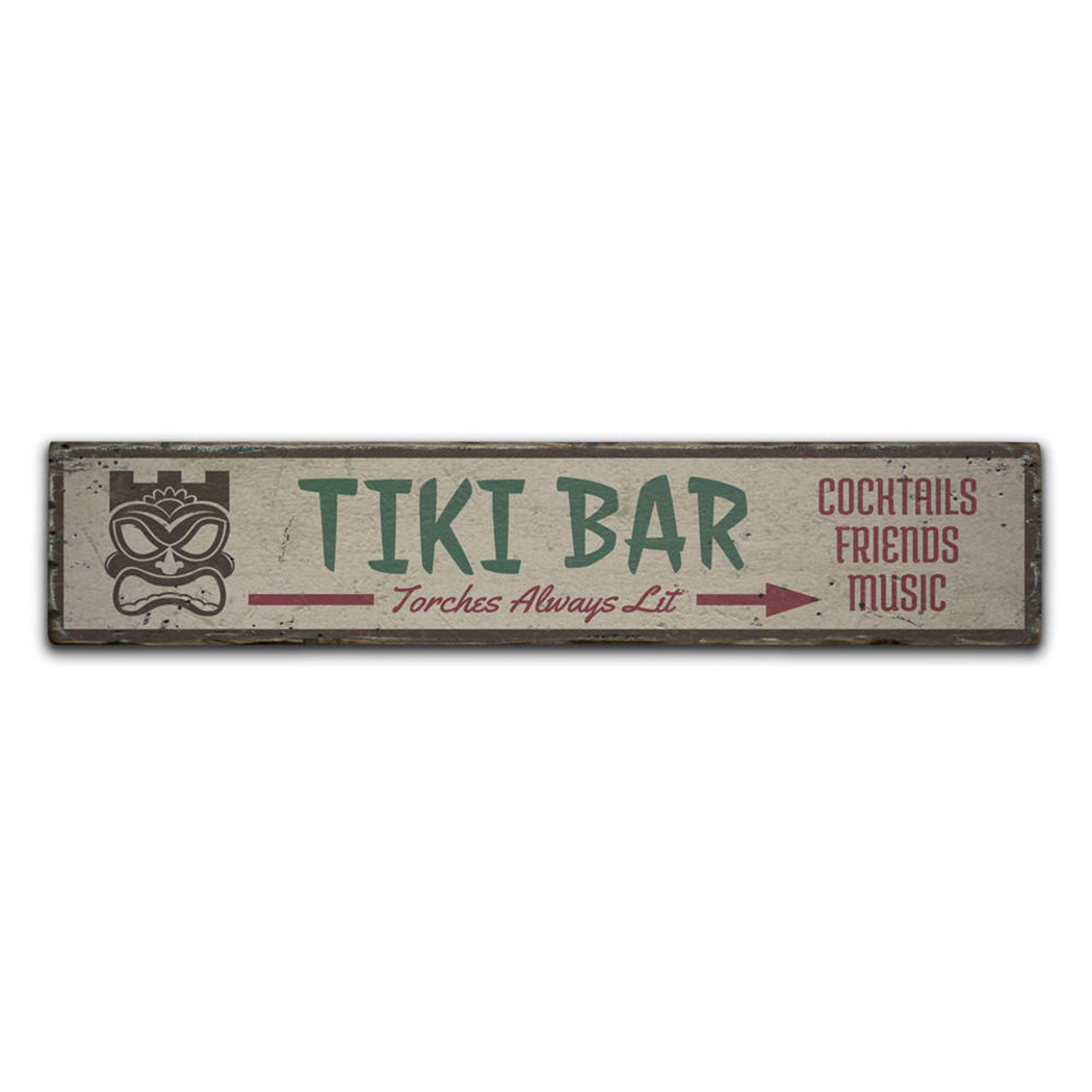 Tiki Mask Arrow Rustic Wood Sign