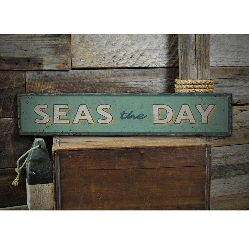 Seas the Day Rustic Wood Sign