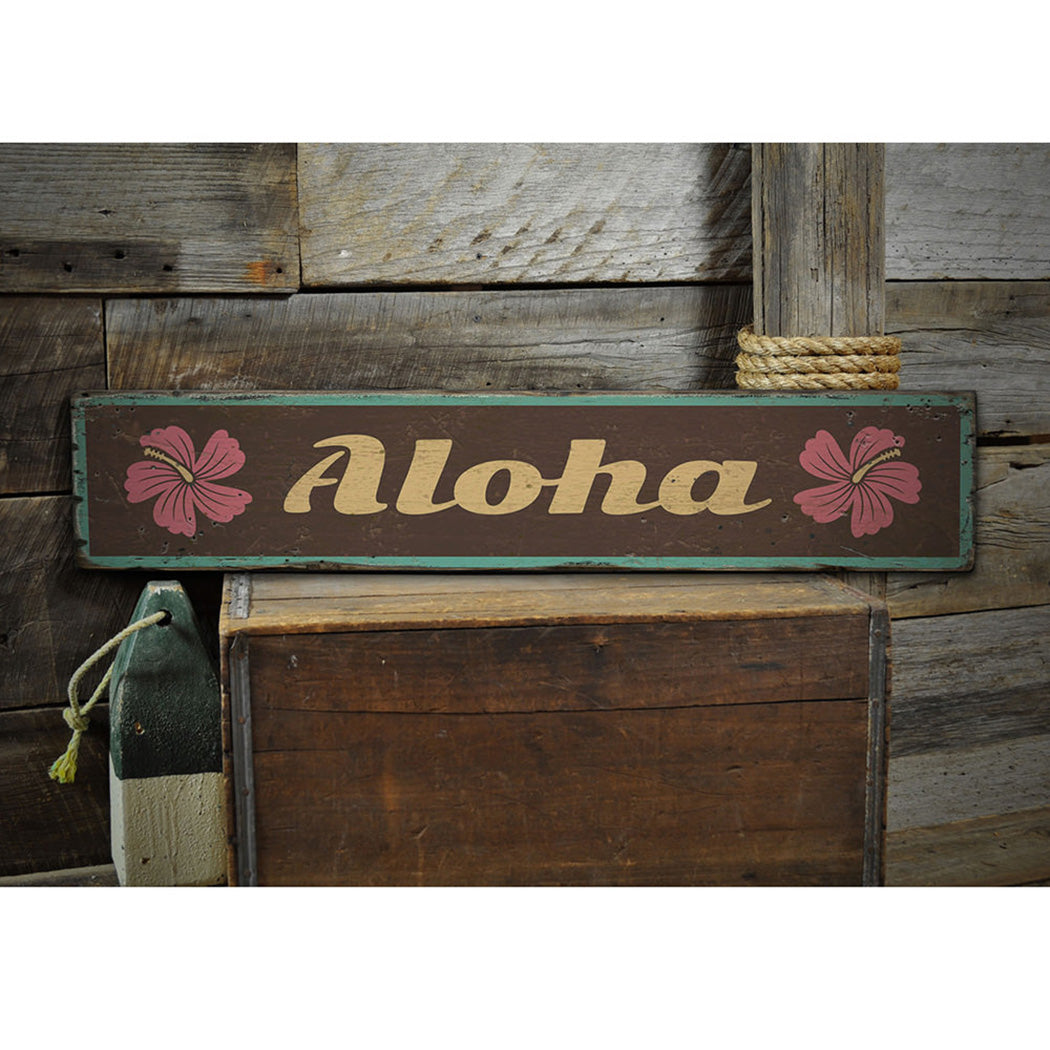 Aloha Rustic Wood Sign