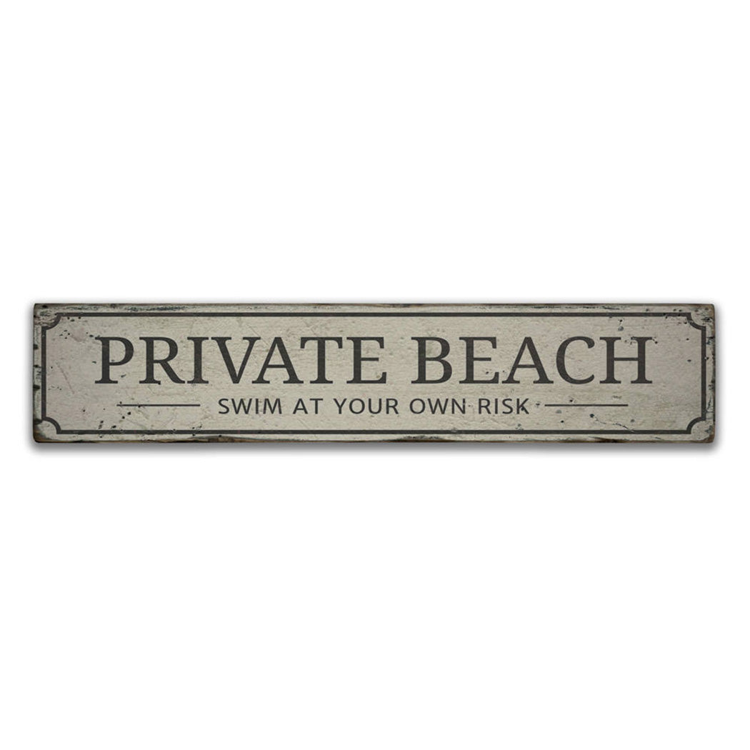 Private Beach Entrance Rustic Wood Sign