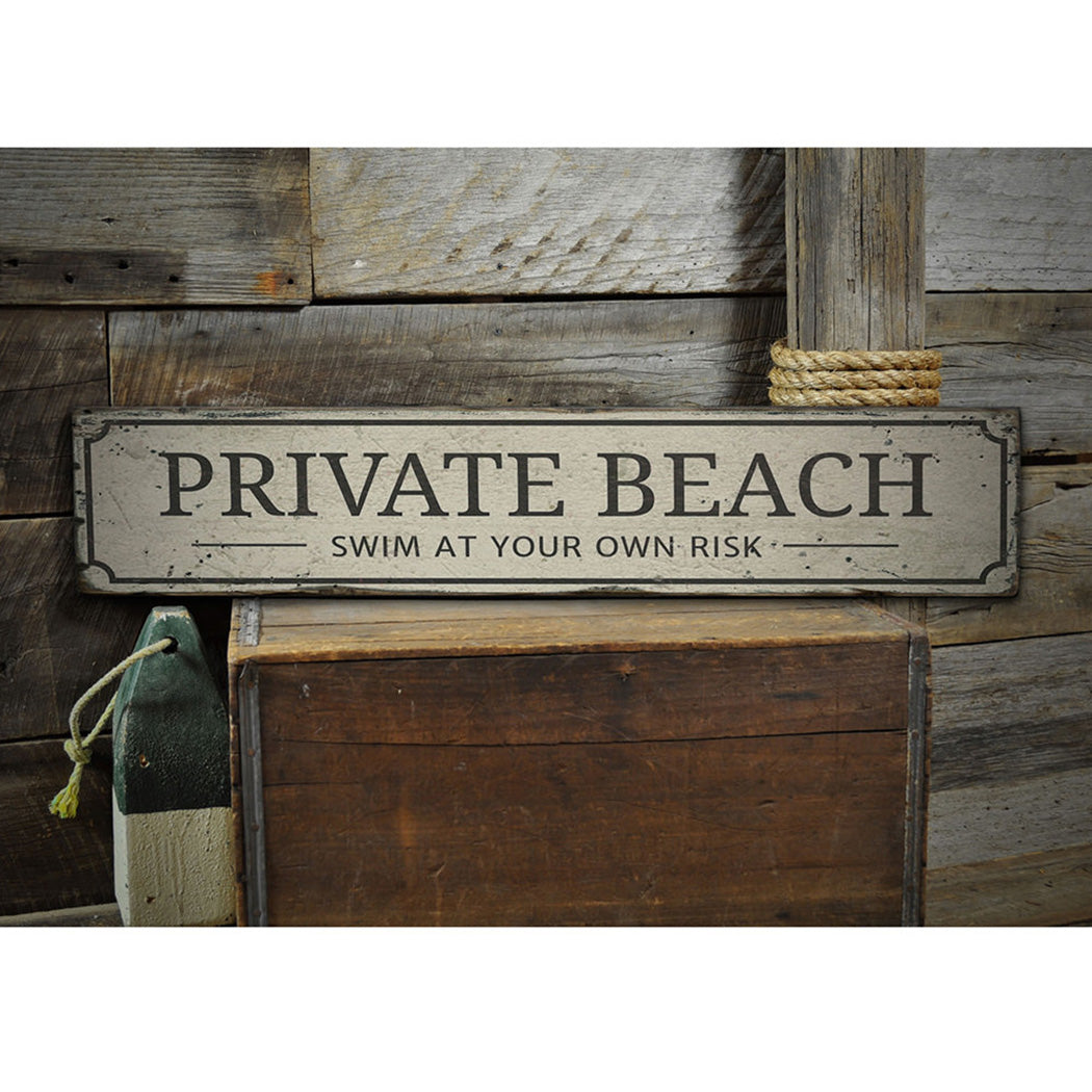 Private Beach Entrance Rustic Wood Sign