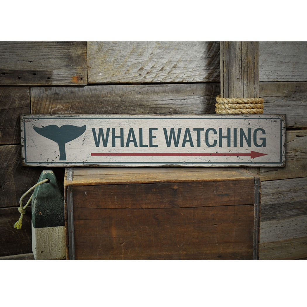 Whale Watching Rustic Wood Sign