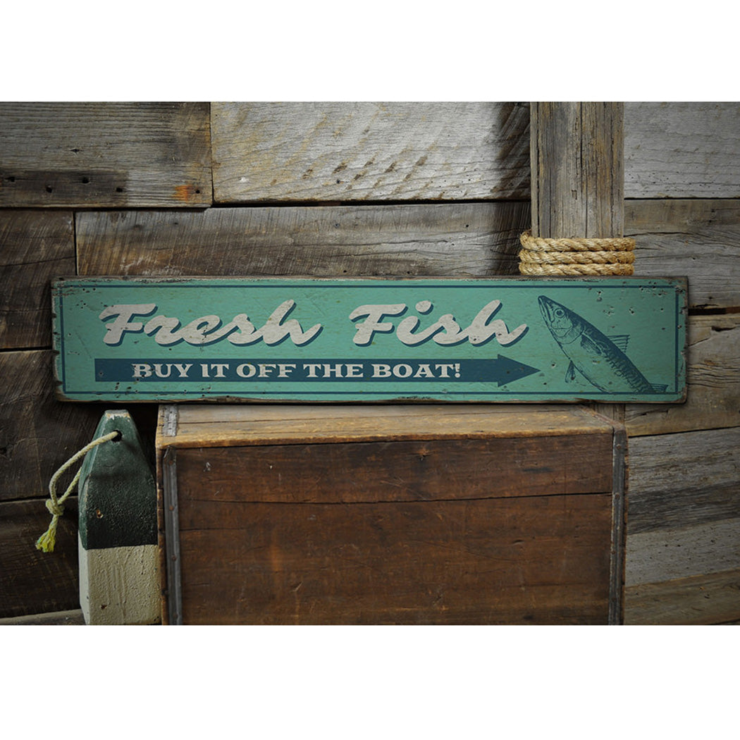 Fresh Fish Rustic Wood Sign