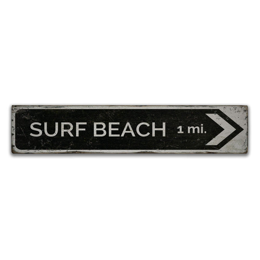 Surf Beach Arrow Rustic Wood Sign